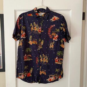 Vintage Tiki Santa Button up